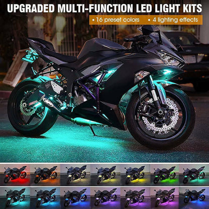 Motorcycle Led Light Kit - RGB Underglow Lights With App Control & Waterproof Design