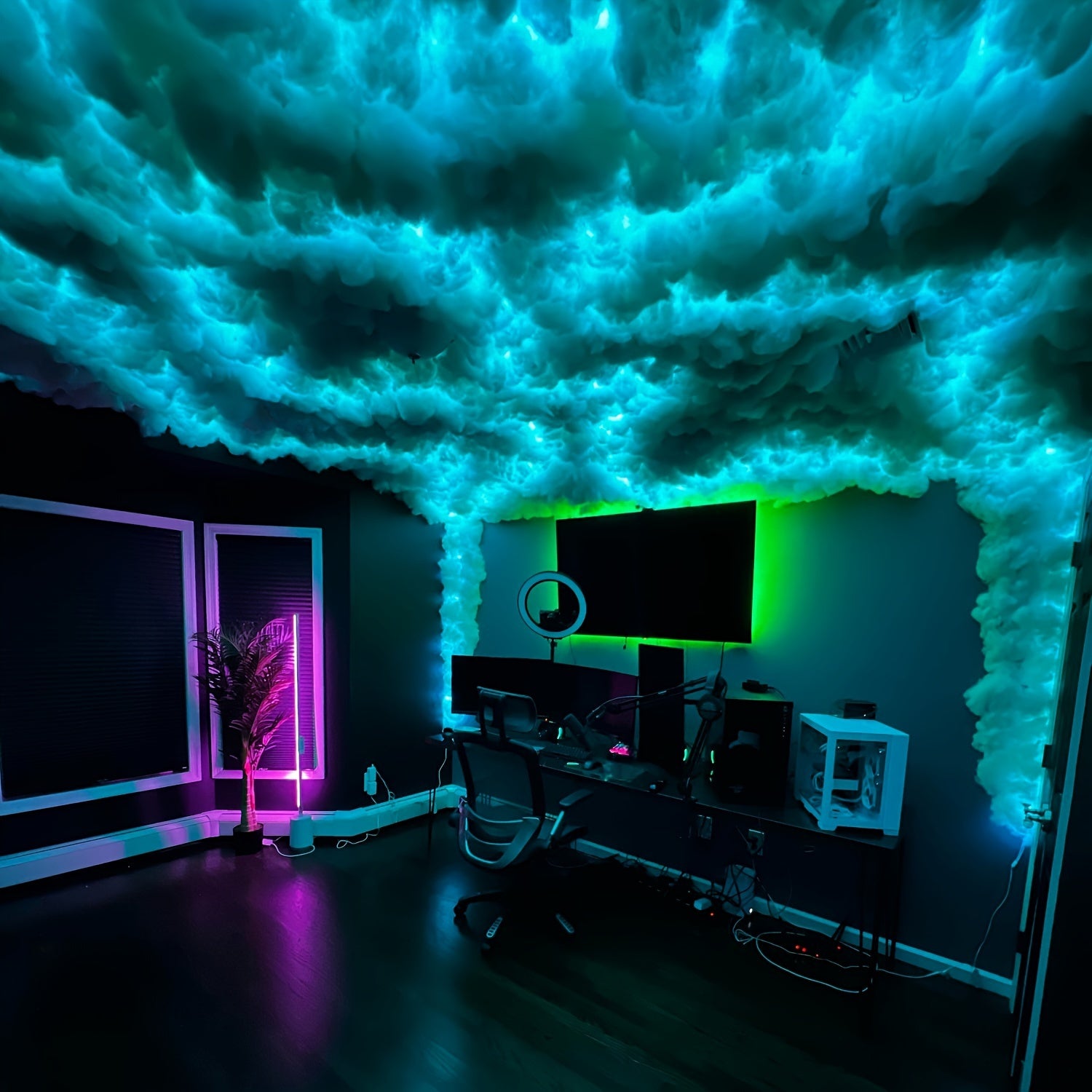 New Cloud Light, 3D Thundercloud LED Light, Lightning Cloud Colorful Atmosphere Night Light, DIY Creative Cloud Lights Gaming Room Garage Club Party Light, 32 Ft