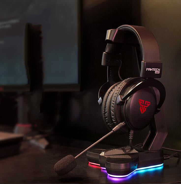 RGB Headphone Holder - LED Illuminated Triangular Non-Slip Headset Stand