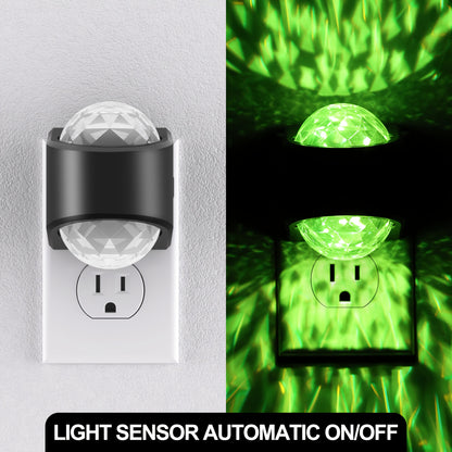 2-Pack RGB LED Night Light with Motion Sensor, 9 Color Changing Modes & Star Projector, Auto On/Off Dusk to Dawn, Modern Wall Lamp with Diamond Lens, Plug-in Ceiling/Wall Mounted Light for Bedroom, Hallway, Playroom, Party Decor - Ideal Gift for Halloween, Christmas, Birthday (US Plug, 120V, Energy-Efficient LED) - Easy Installation, No Wiring Required, Cute Night Light, Bedroom Lamp