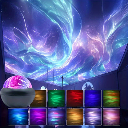 LED Aurora Ground Light With Remote Control- 360 ° Magic Sphere Projection Lamp, USB Powered Standing Night Light Suitable For Bedroom, Office, Party Decoration, Adjustable Brightness, Perfect Gift For Festivals/Birthdays, Christmas Gift