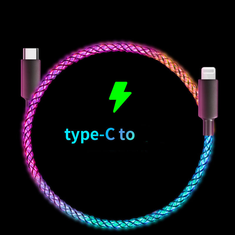 RGB Luminous Data Cable – Fast Charging USB Type-C & Apple Lightning Cord 81W