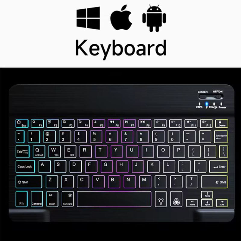 Wireless Bluetooth Keyboard - RGB Backlight, Compact 10 Inch Portable Design