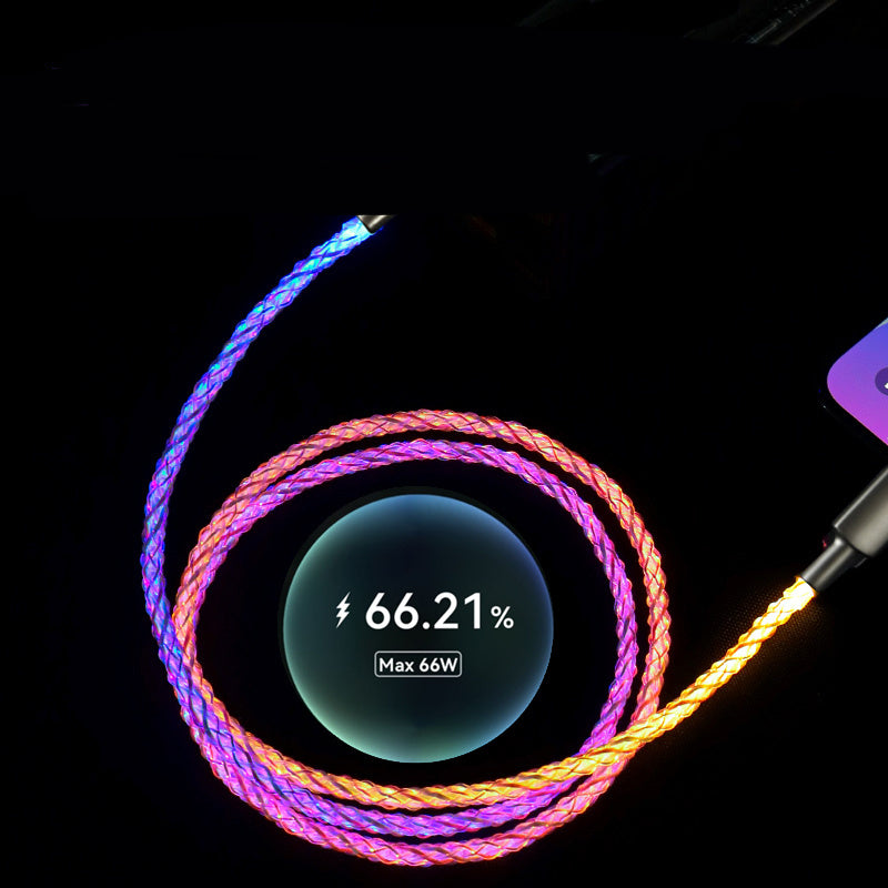 RGB Luminous Data Cable – Fast Charging USB Type-C & Apple Lightning Cord 81W