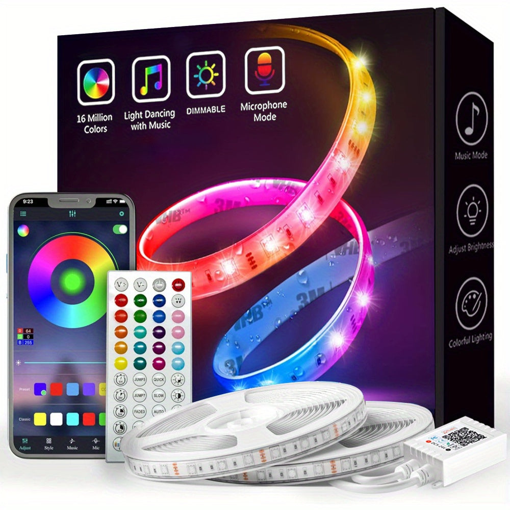 25/50/53/100/130/200FT Extra Long Smart Led Strip Lights, RGB LED Lights With App And Remote Control, Timing&dimmable, Music Sync Color Changing Lights, DIY, Bedroom, Living Room, Game Room, Room Decor