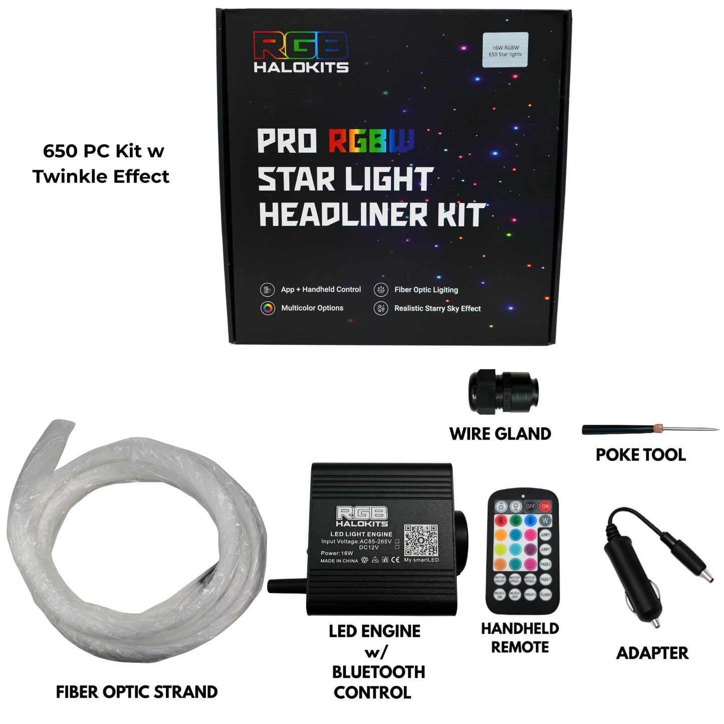 RGBW Twinkle Starlight Headliner Kit – 650 or 1,000 Stars