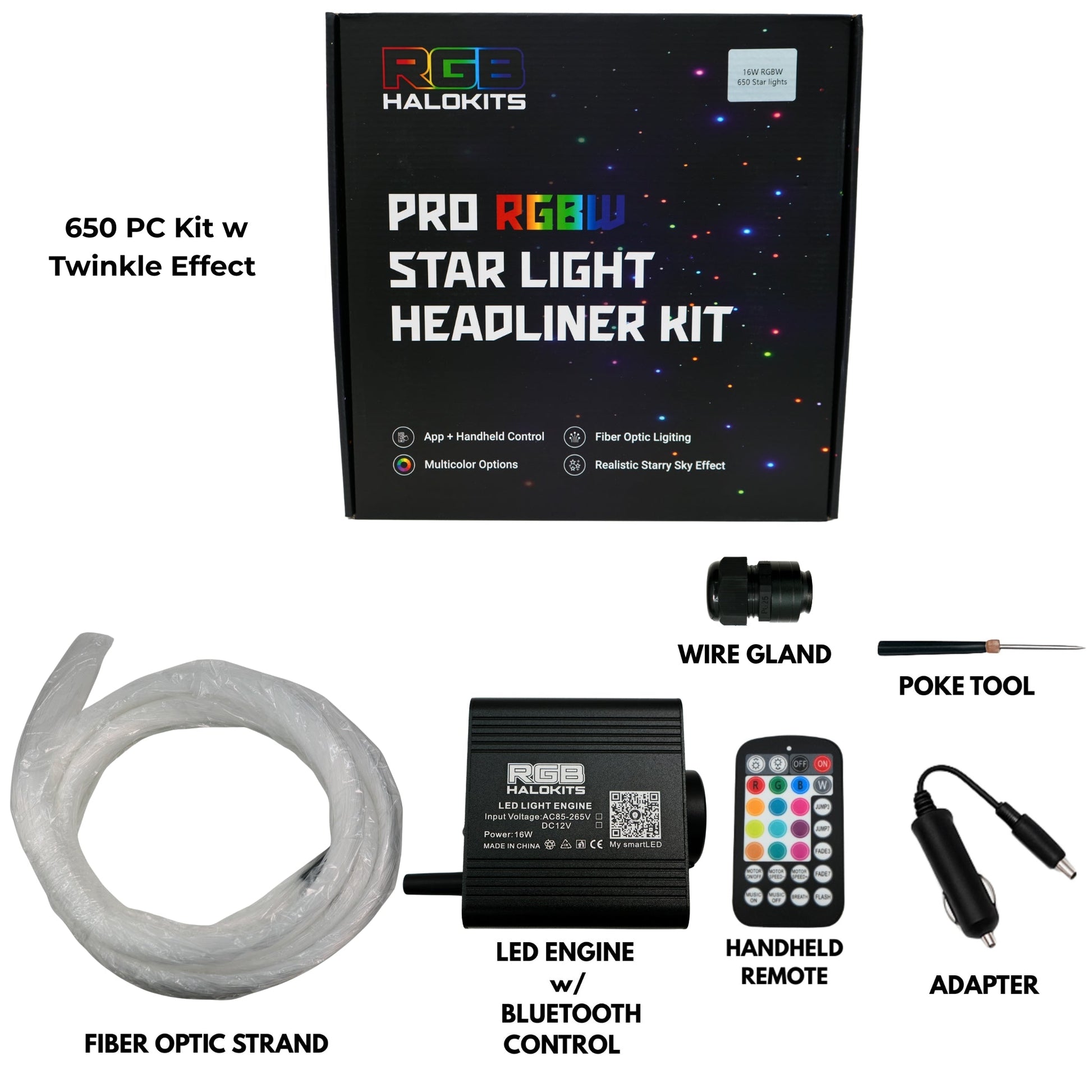 RGBW Twinkle Starlight Headliner Kit – 650 or 1,000 Stars