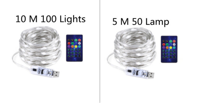 Bluetooth LED Light Chain - USB Powered RGB LED String Lights With Remote Control