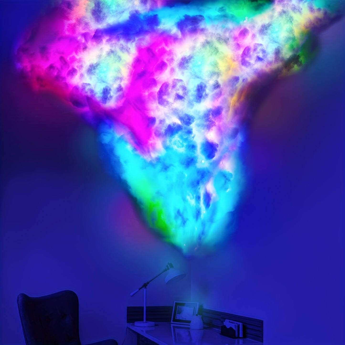 New Cloud Light, 3D Thundercloud LED Light, Lightning Cloud Colorful Atmosphere Night Light, DIY Creative Cloud Lights Gaming Room Garage Club Party Light, 32 Ft