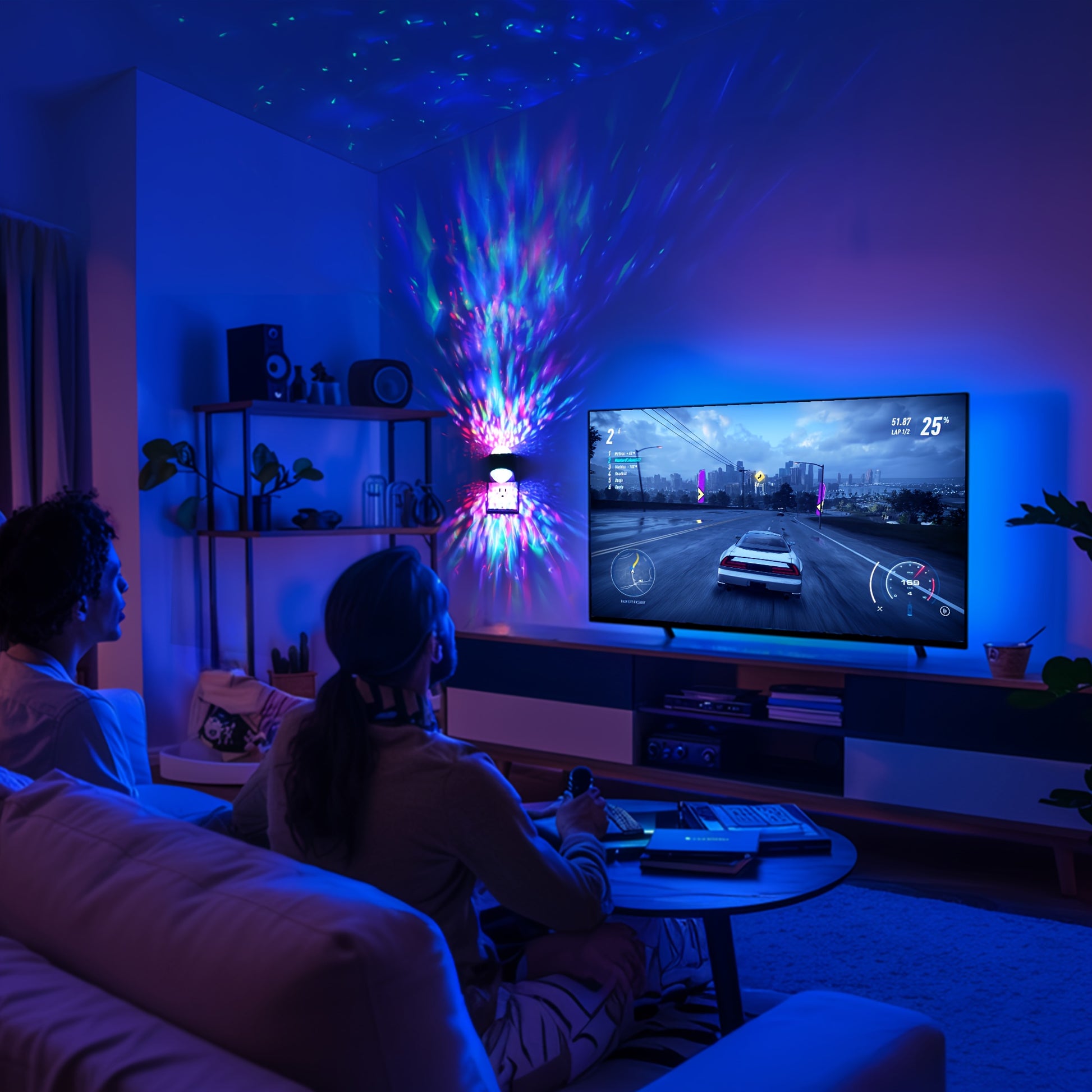 2-Pack RGB LED Night Light with Motion Sensor, 9 Color Changing Modes & Star Projector, Auto On/Off Dusk to Dawn, Modern Wall Lamp with Diamond Lens, Plug-in Ceiling/Wall Mounted Light for Bedroom, Hallway, Playroom, Party Decor - Ideal Gift for Halloween, Christmas, Birthday (US Plug, 120V, Energy-Efficient LED) - Easy Installation, No Wiring Required, Cute Night Light, Bedroom Lamp