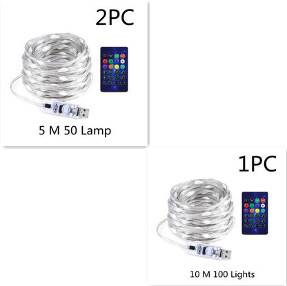 Bluetooth LED Light Chain - USB Powered RGB LED String Lights With Remote Control