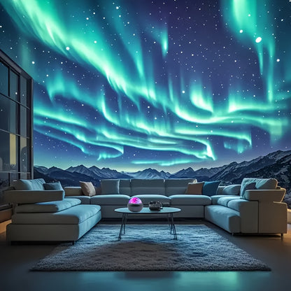 LED Aurora Ground Light With Remote Control- 360 ° Magic Sphere Projection Lamp, USB Powered Standing Night Light Suitable For Bedroom, Office, Party Decoration, Adjustable Brightness, Perfect Gift For Festivals/Birthdays, Christmas Gift