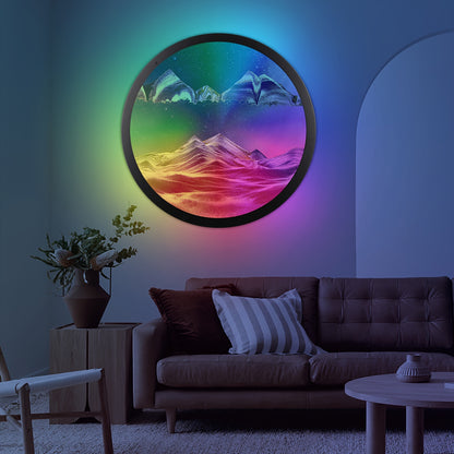 Moving Sand Art With LED Wall Sconce, Sand Art Wall Mounted Lamps, Battery Operated Wall Sconce With Remote Control, 16 RGB Colors Changeable Dimmable, Touch Control Wall Decor