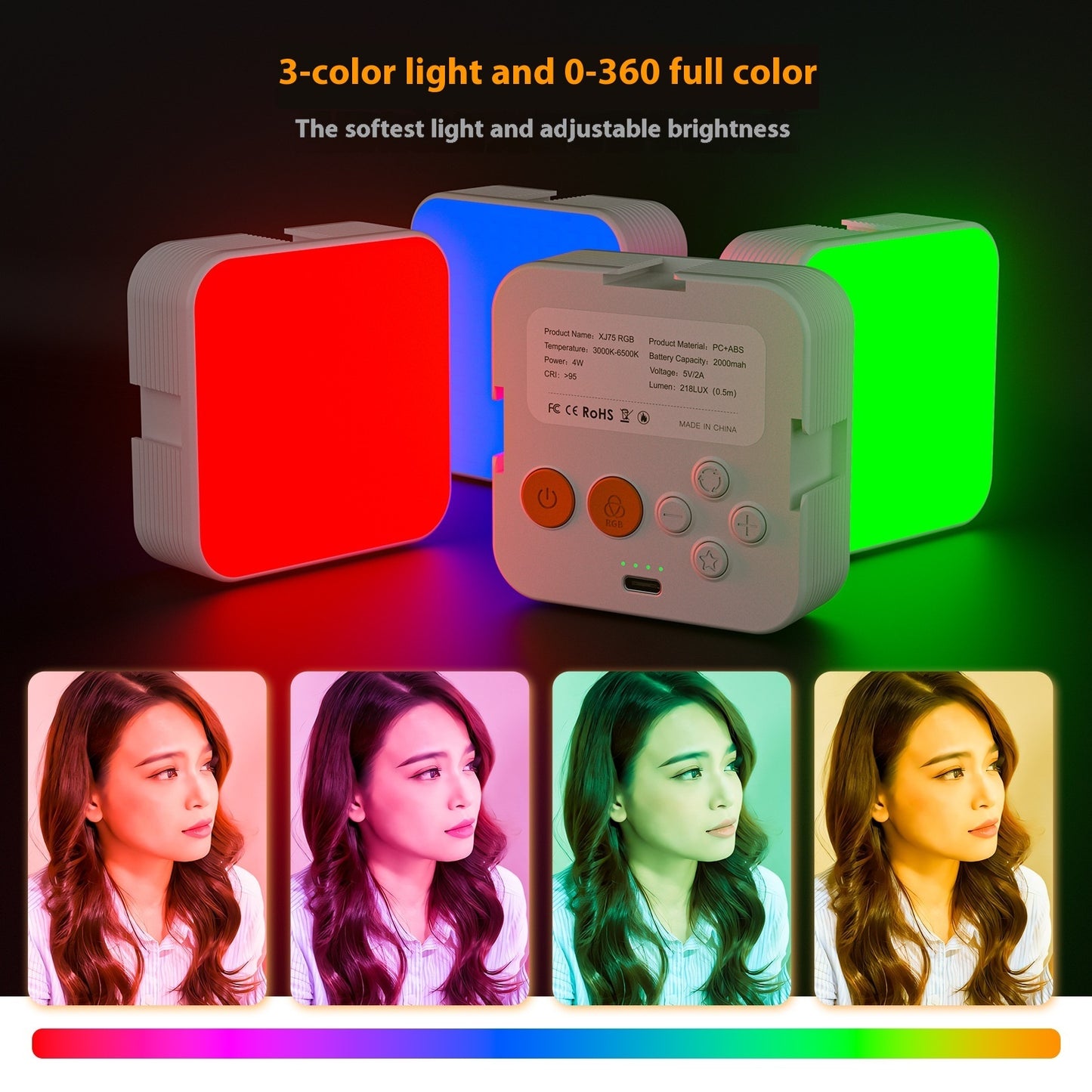 Mini RGB Camera Light - Portable LED Fill Light with Adjustable Color Temperature