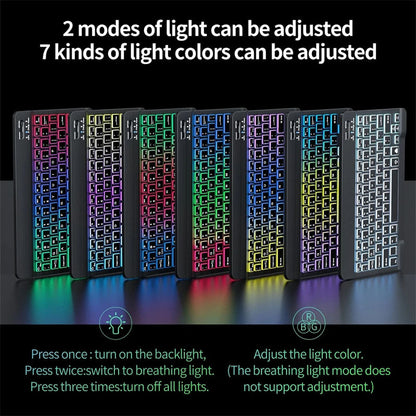 Wireless Bluetooth Keyboard - RGB Backlight, Compact 10 Inch Portable Design
