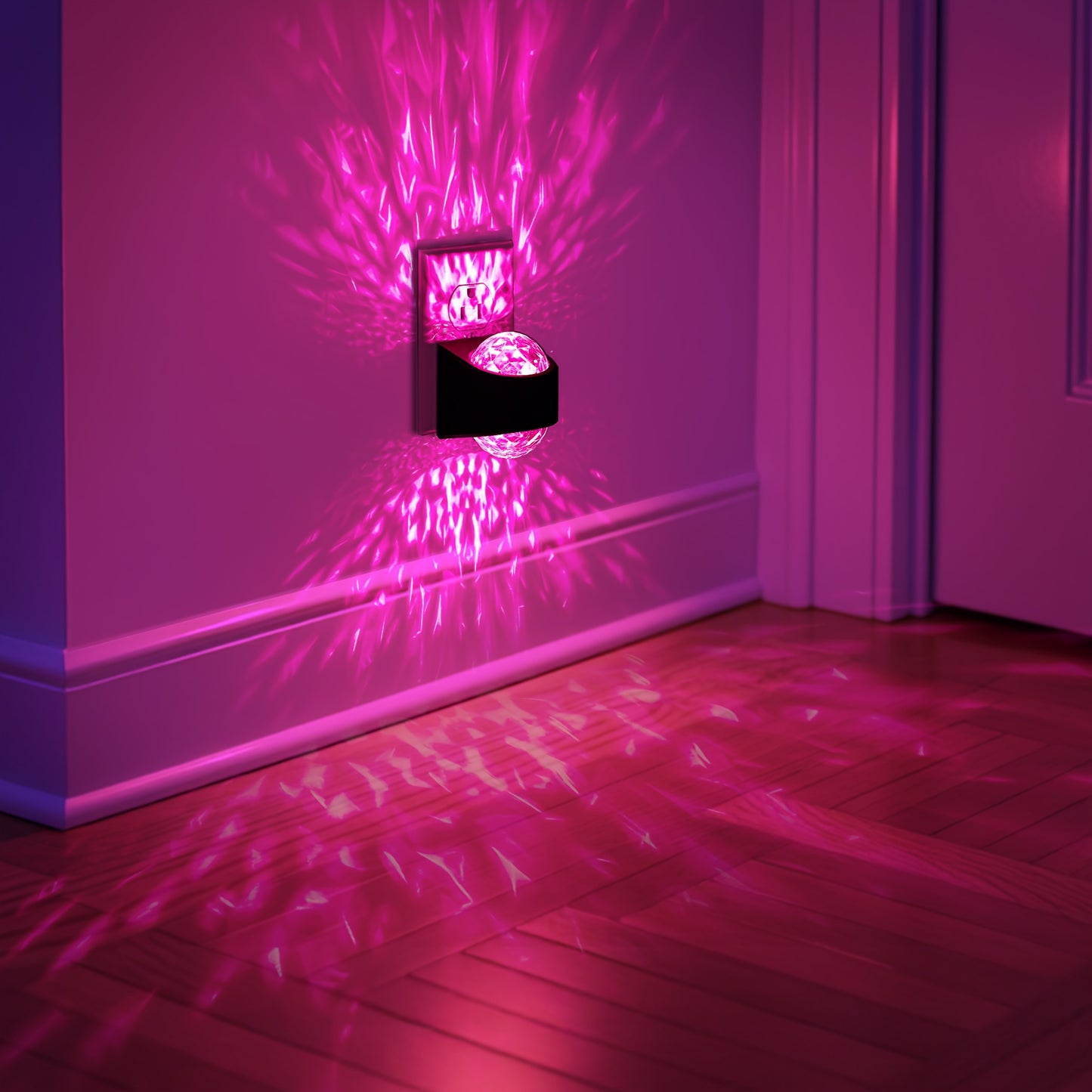 2-Pack RGB LED Night Light with Motion Sensor, 9 Color Changing Modes & Star Projector, Auto On/Off Dusk to Dawn, Modern Wall Lamp with Diamond Lens, Plug-in Ceiling/Wall Mounted Light for Bedroom, Hallway, Playroom, Party Decor - Ideal Gift for Halloween, Christmas, Birthday (US Plug, 120V, Energy-Efficient LED) - Easy Installation, No Wiring Required, Cute Night Light, Bedroom Lamp