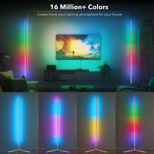 RGB Floor Lamp – Golden Corner LED Color Lamp With Remote Control & Dimmable Light