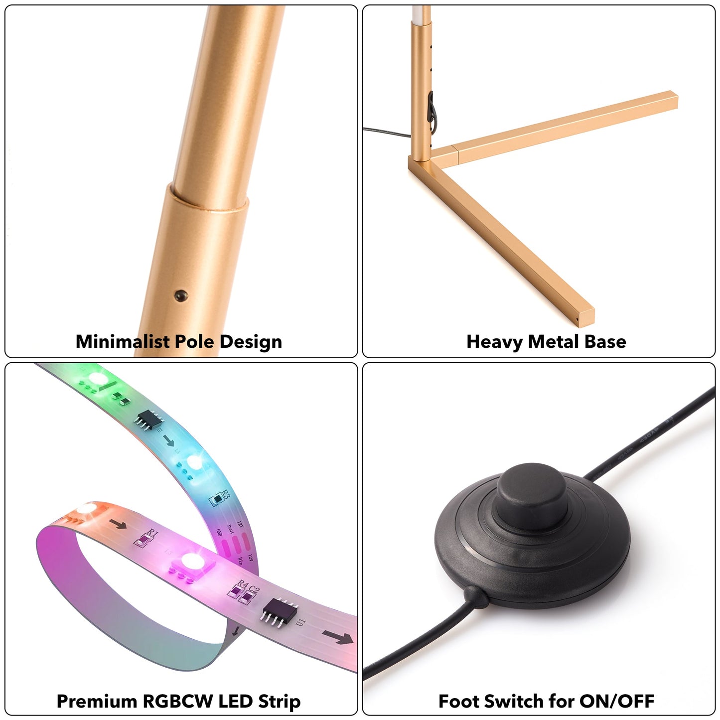 RGB Floor Lamp – Golden Corner LED Color Lamp With Remote Control & Dimmable Light