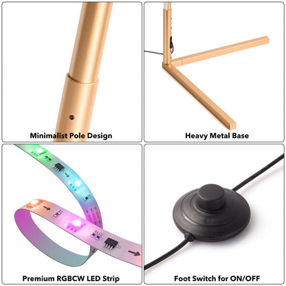 RGB Floor Lamp – Golden Corner LED Color Lamp With Remote Control & Dimmable Light