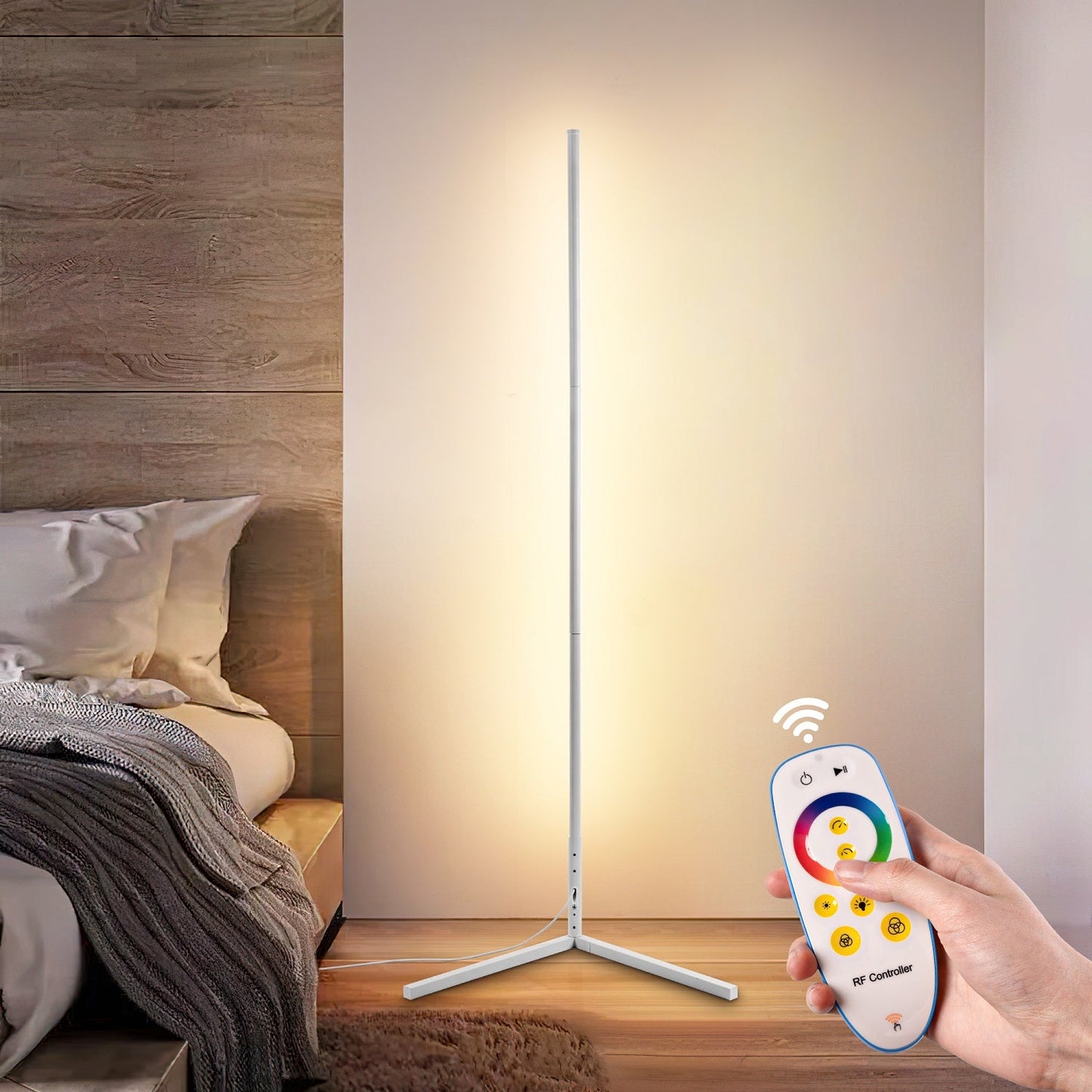 Corner Floor Lamp - Minimalist White LED Lamp With RGB Multi Color Lighting
