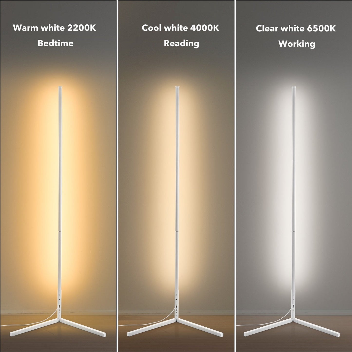 Corner Floor Lamp - Minimalist White LED Lamp With RGB Multi Color Lighting