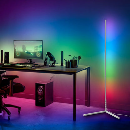 Corner Floor Lamp - Minimalist White LED Lamp With RGB Multi Color Lighting