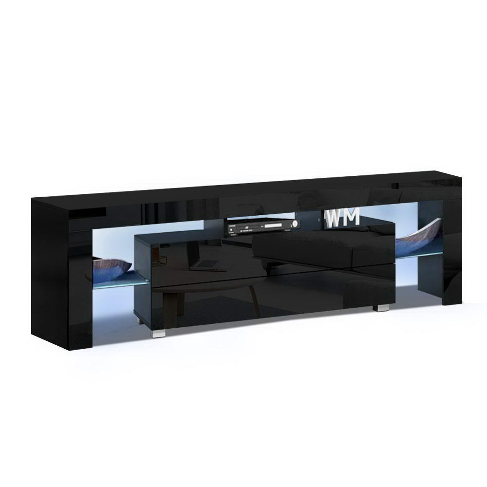 LED TV Cabinet - Modern Entertainment Unit With RGB LED Lighting & Handle-Less Drawers