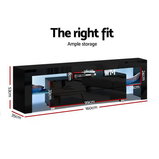 LED TV Cabinet - Modern Entertainment Unit With RGB LED Lighting & Handle-Less Drawers