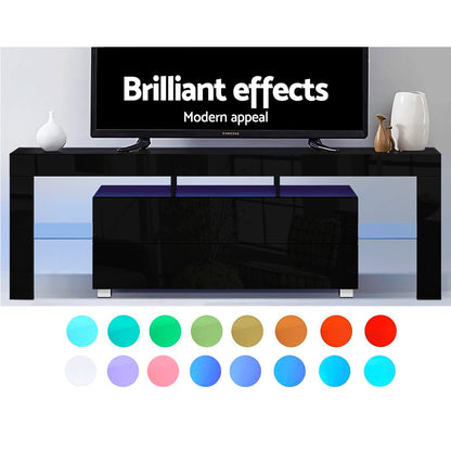 LED TV Cabinet - Modern Entertainment Unit With RGB LED Lighting & Handle-Less Drawers