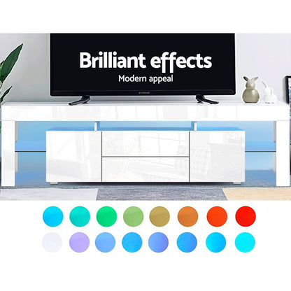 LED TV Cabinet - Modern Entertainment Unit With RGB LED Lighting & Storage Drawers