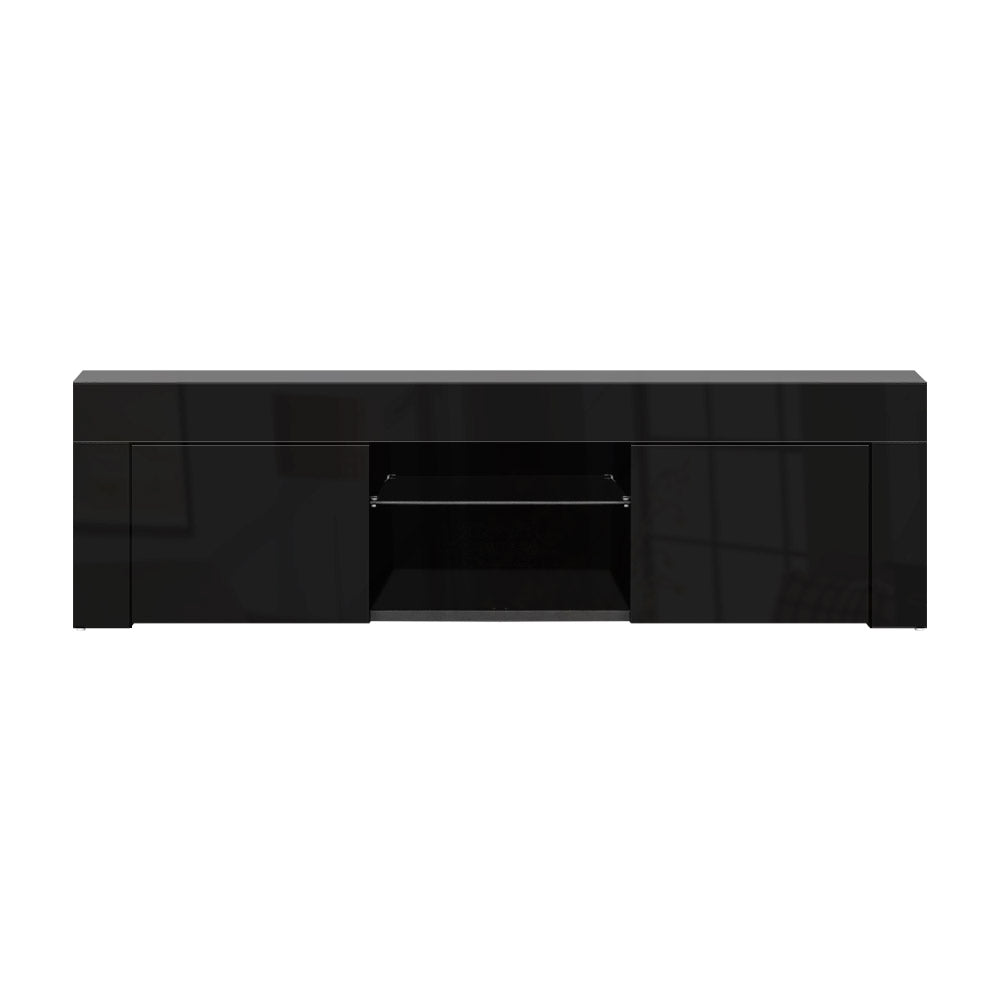 RGB LED TV Stand - 130cm Modern TV Cabinet Black With Customisable Lighting