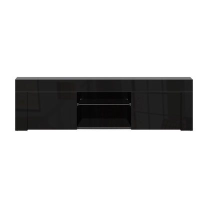 RGB LED TV Stand - 130cm Modern TV Cabinet Black With Customisable Lighting
