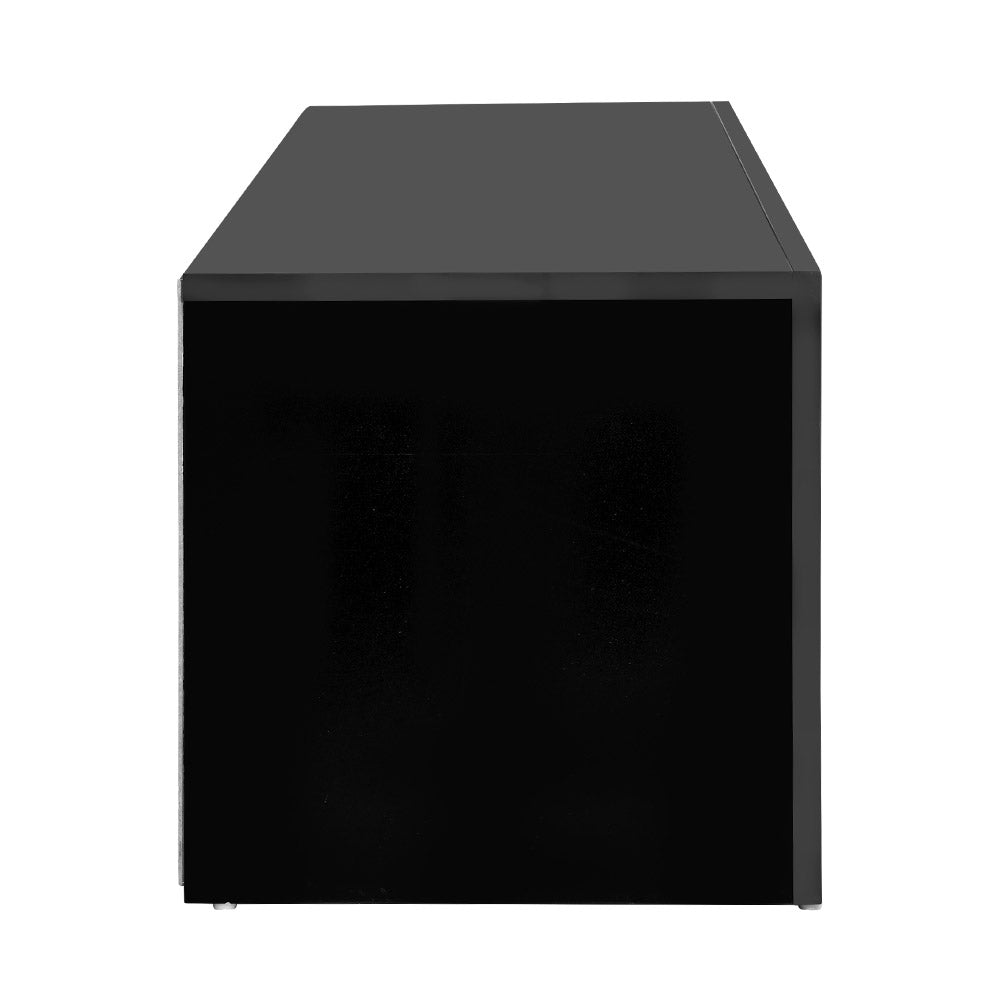 RGB LED TV Stand - 130cm Modern TV Cabinet Black With Customisable Lighting