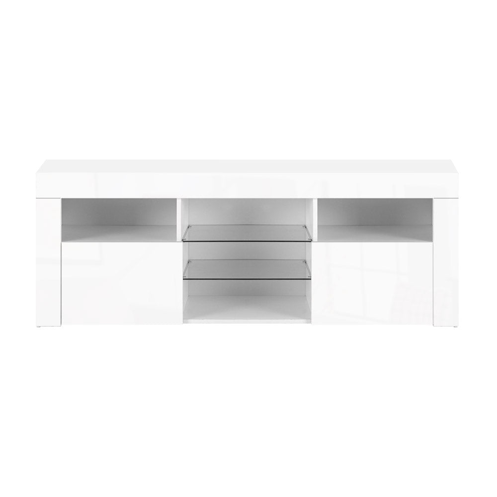 LED TV Cabinet - Modern White Gloss Entertainment Unit With RGB Lighting