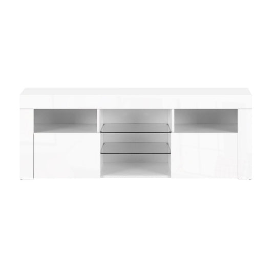 LED TV Cabinet - Modern White Gloss Entertainment Unit With RGB Lighting