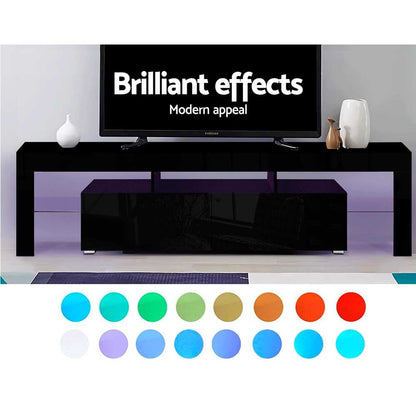 RGB LED TV Stand - Modern Entertainment Unit With Custom RGB Lighting & Storage Drawers