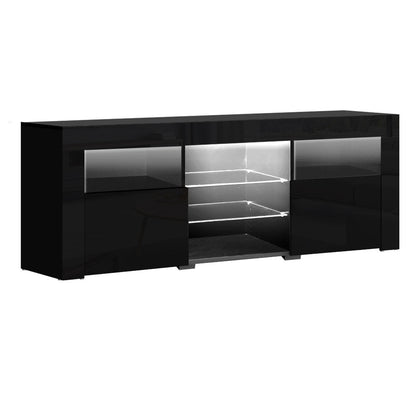 LED TV Cabinet – Modern Entertainment Unit With RGB LED Lighting & Push-To-Open Cabinets