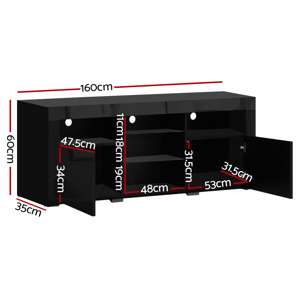 LED TV Cabinet – Modern Entertainment Unit With RGB LED Lighting & Push-To-Open Cabinets
