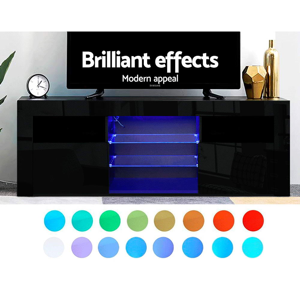 LED TV Cabinet – Modern Entertainment Unit With RGB LED Lighting & Push-To-Open Cabinets
