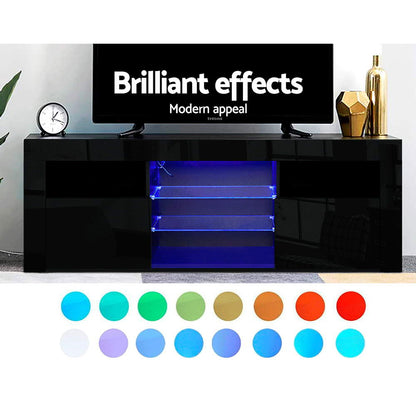 LED TV Cabinet – Modern Entertainment Unit With RGB LED Lighting & Push-To-Open Cabinets