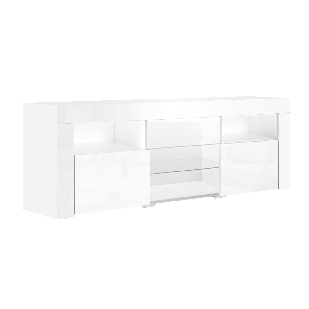 LED TV Cabinet – Modern Entertainment Unit With RGB LED Lighting, Push-To-Open Cabinets
