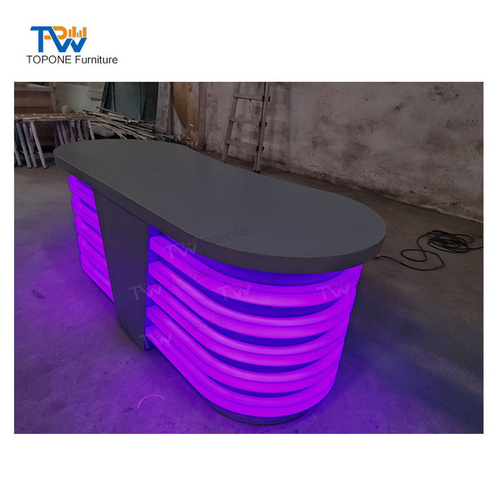Mobile Podcast Table Desk Broadcast Tv News Studio Table TV News Desk Design with Led Light