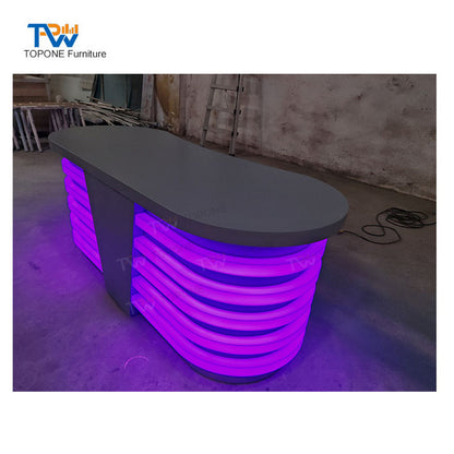 Mobile Podcast Table Desk Broadcast Tv News Studio Table TV News Desk Design with Led Light