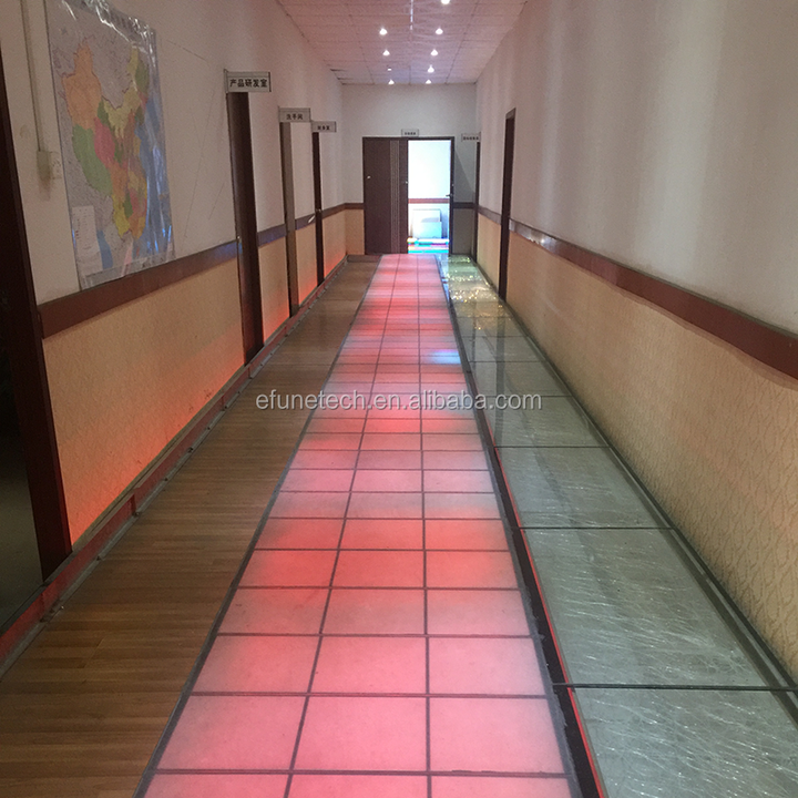 Commercial Furniture IP66 DMX RGB Color Changing Led Light Dance Floor Temple Glass Pressure Sensitive 3D Nightclub Floor