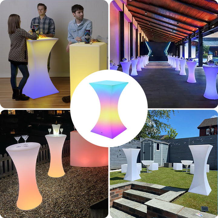 Colorfuldeco RGB Color-Changeable Battery-Rechargeable Outdoor Plastic LED Bistro Table-for Hotels KTVs Wine Cellars Clubs