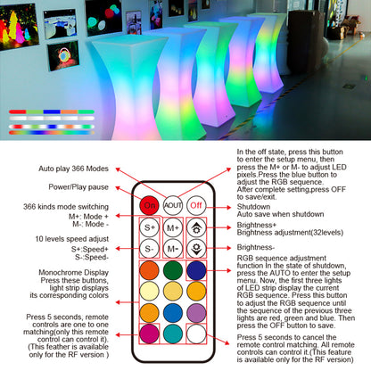 Colorfuldeco RGB Color-Changeable Battery-Rechargeable Outdoor Plastic LED Bistro Table-for Hotels KTVs Wine Cellars Clubs