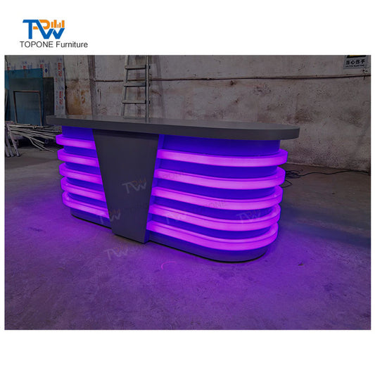 Mobile Podcast Table Desk Broadcast Tv News Studio Table TV News Desk Design with Led Light
