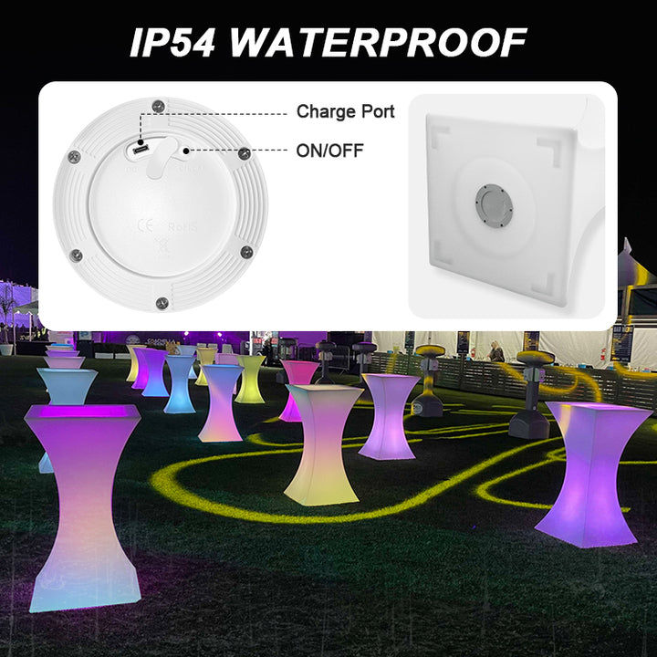 Colorfuldeco RGB Color-Changeable Battery-Rechargeable Outdoor Plastic LED Bistro Table-for Hotels KTVs Wine Cellars Clubs