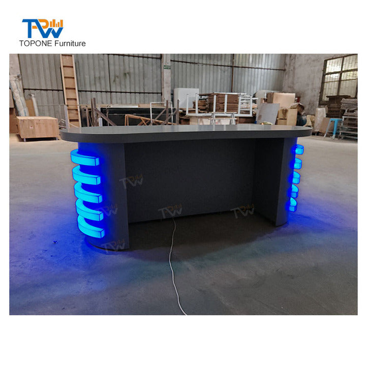 Mobile Podcast Table Desk Broadcast Tv News Studio Table TV News Desk Design with Led Light