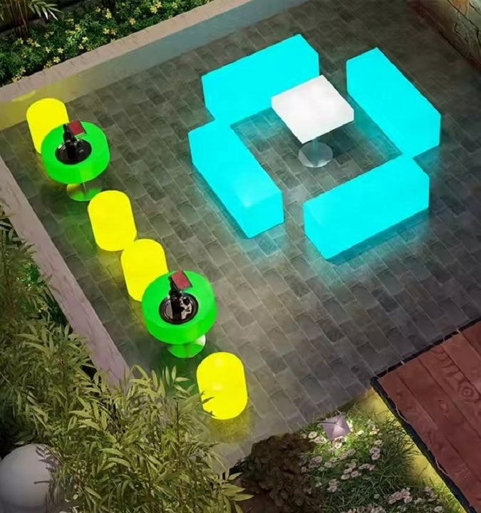 Nightclub KTV Modern Furniture Outdoor Remote Rgb Color Illuminated Salon Events Bar Sofa Seat Sectional Sofa with Led Lights